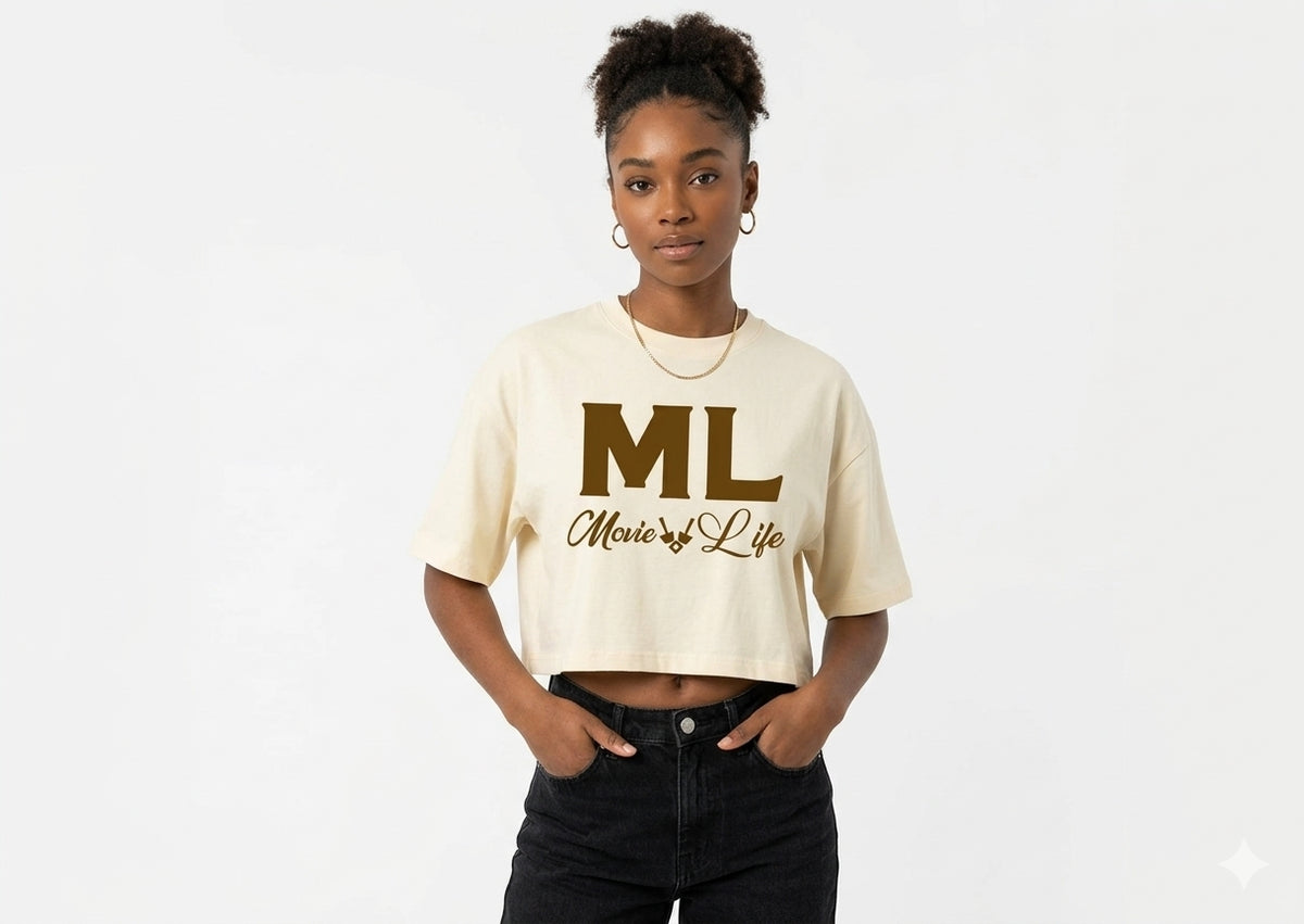 ML Cream and Brown Crop Top