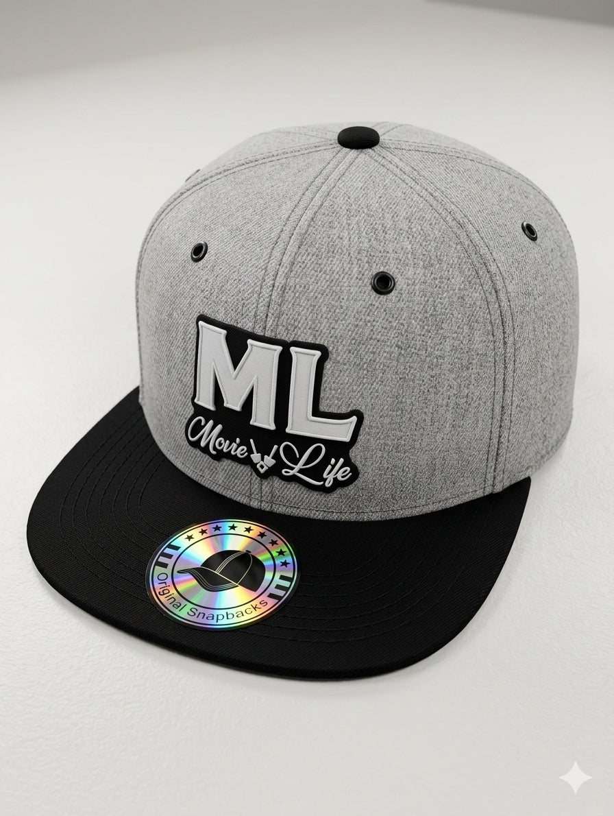ML Gray Black and White Snapback Hat