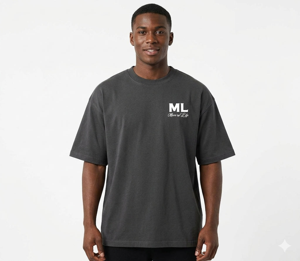 ML Gray and White Oversize T-Shirt