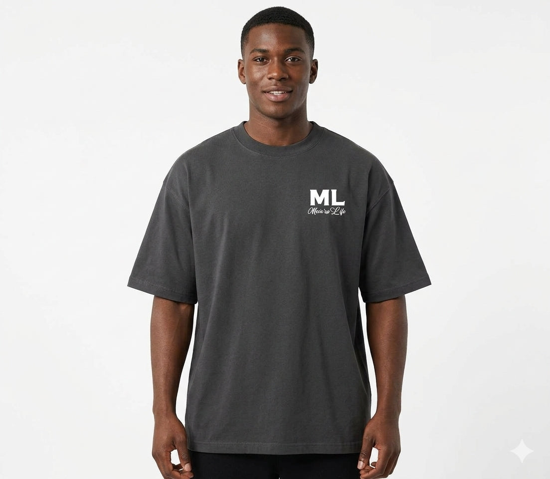 ML Gray and White Oversize T-Shirt