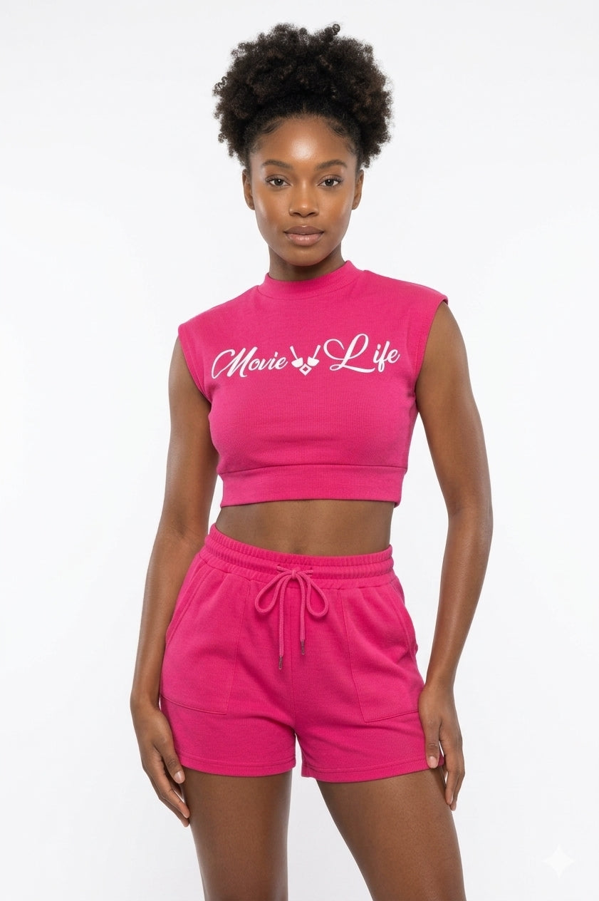 Movie Life Pink Short Set