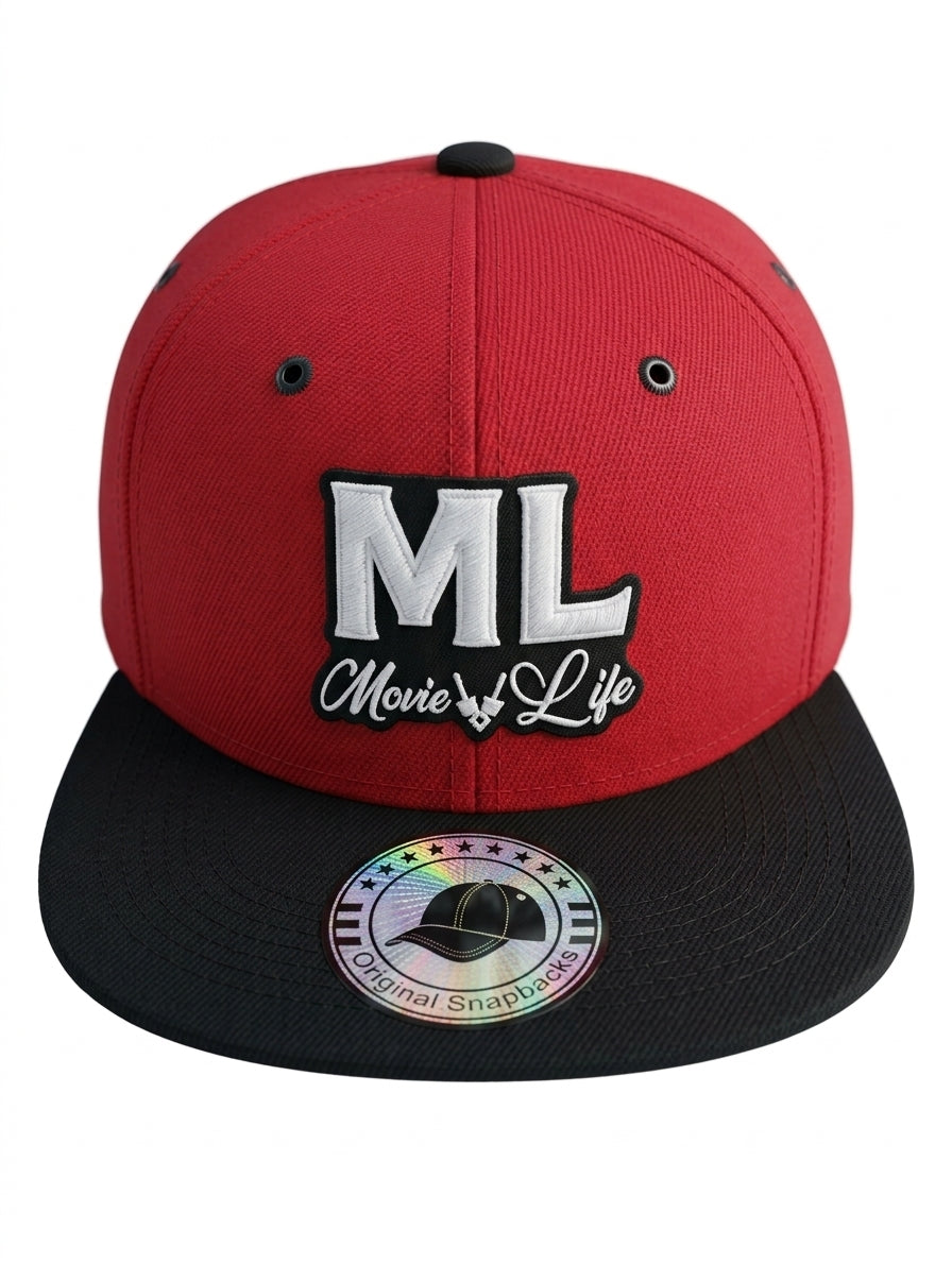 ML Red Black and White Snapback Hat