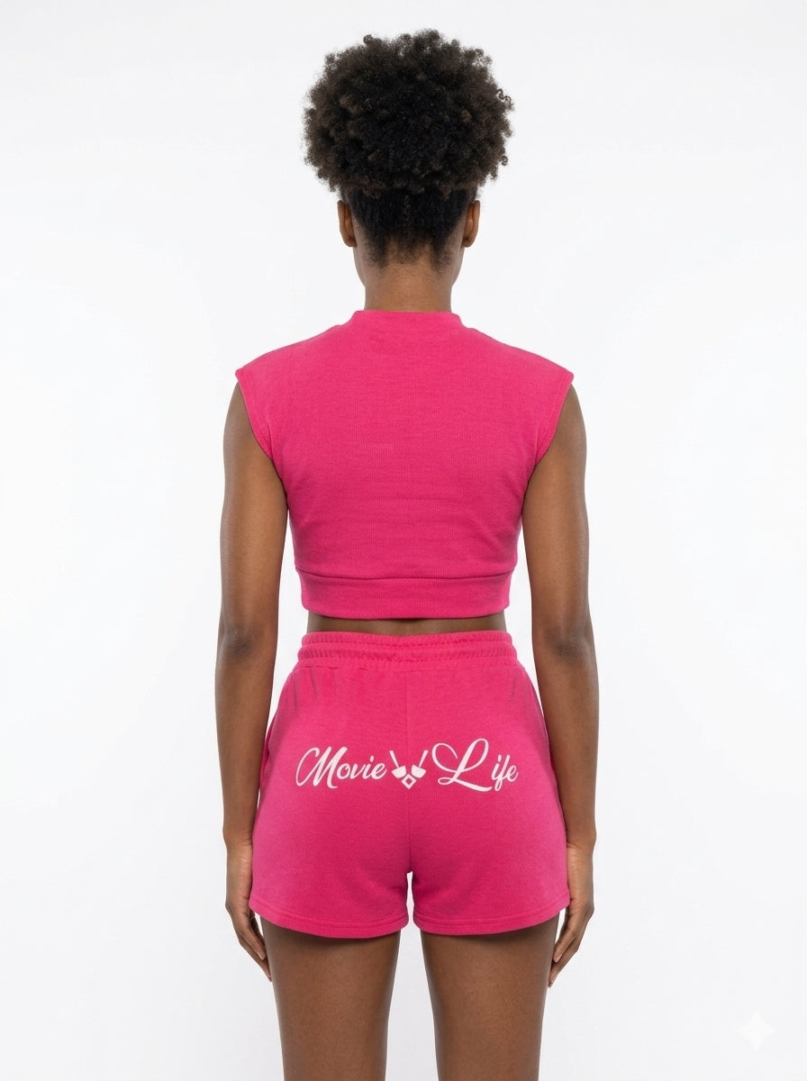 Movie Life Pink Short Set
