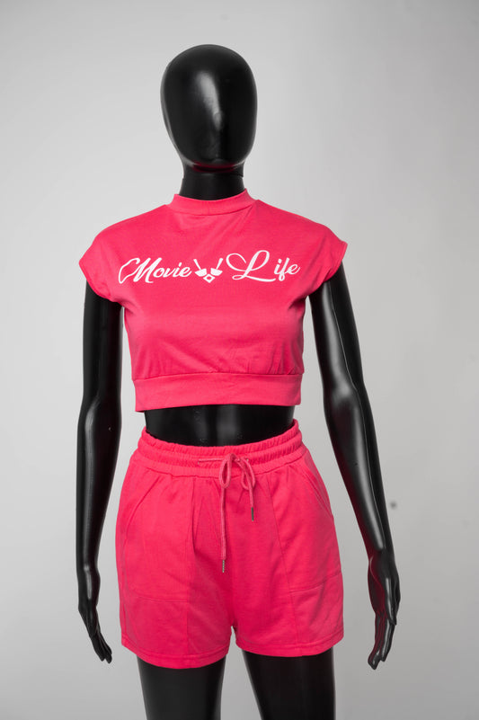 Movie Life Pink Short Set